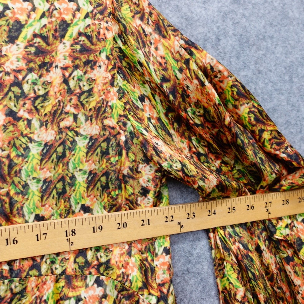 Kimono Robe Womens S M Green Yellow Floral Boho Side Slit Duster Kaftan NAYAM 1 - Picture 4 of 13